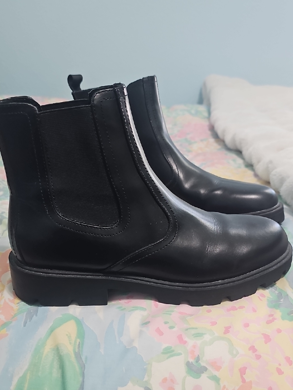 Nine West Black Leather Kimma Ankle Boots